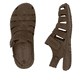 Braune Rieker Herren Sandalen 22074-26 mit einem Klettverschluss. Schuh von oben, liegend.