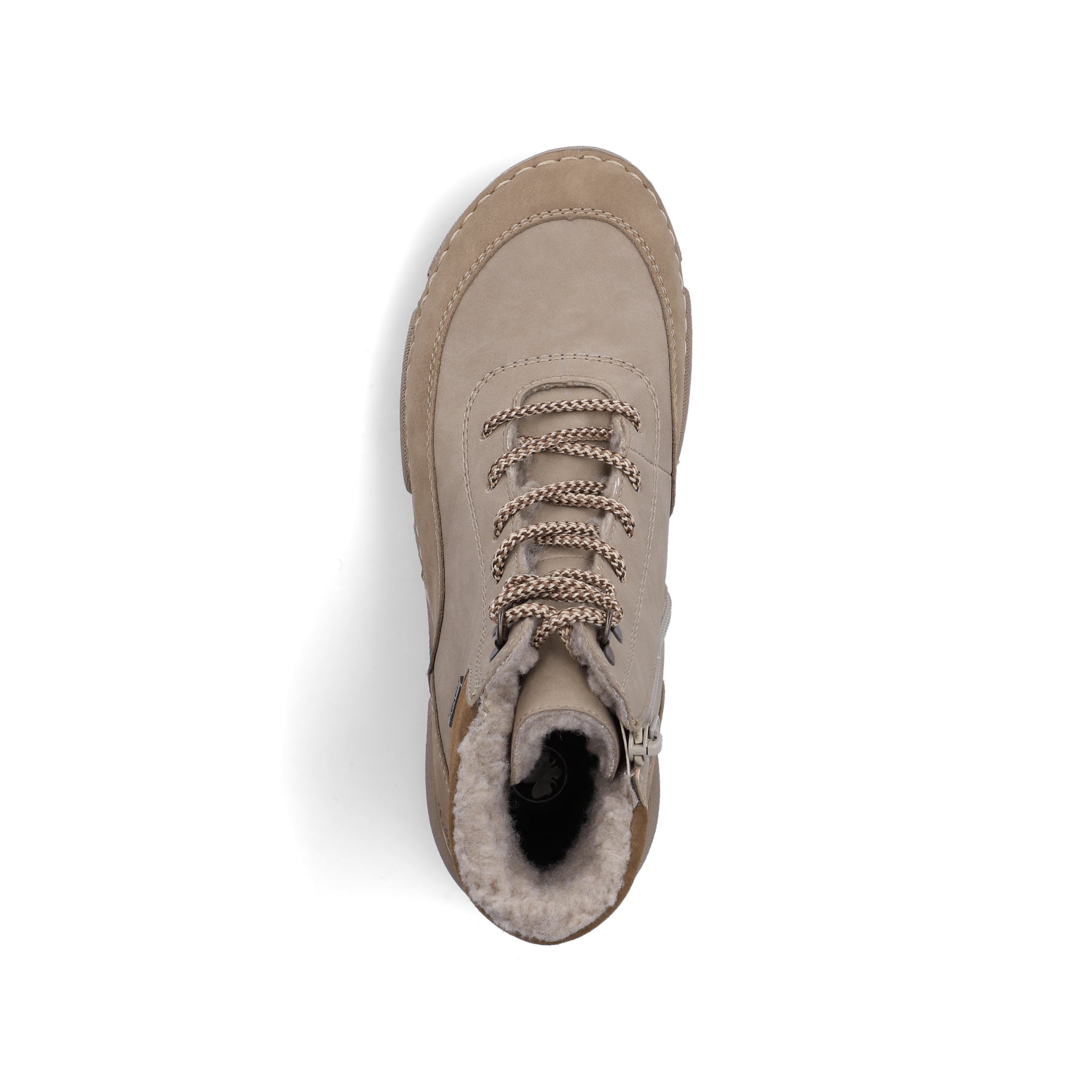 Beige Rieker Damen Schnürstiefel 45956-64 mit wasserabweisender TEX-Membran. Schuh von oben.
