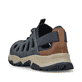 Blaue Rieker Herren Slipper B8366-14 mit einem Gummizug sowie Komfortweite G 1/2. Schuh von hinten.