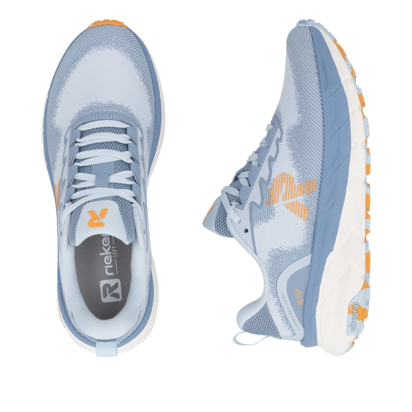Blaue Rieker Sport Damen Sneaker Low W4500-12. Schuh von oben, liegend.