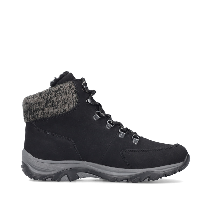 Schwarze Rieker Damen Schnürstiefel M9610-00 mit wasserabweisender TEX-Membran. Schuh Innenseite.