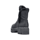 Schwarze Rieker Damen Chelsea Boots 74082-00 mit Fellschaftrand. Schuh von hinten.