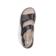 Schwarze Rieker Damen Riemchensandalen 60462-00 mit einem Klettverschluss. Schuh von oben.