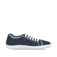 Blaue vegane Rieker Damen Schnürschuhe 52823-14 mit Logo an der Seite. Schuh Innenseite.