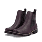 Brombeer-schwarze Rieker Damen Chelsea Boots 79592-30 mit einem Reißverschluss. Schuhpaar seitlich schräg.