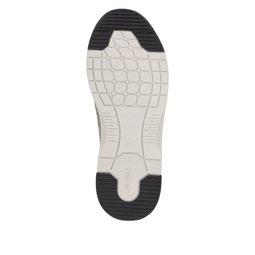 Beige Rieker Herren Slipper 19556-64 mit einem Gummizug sowie Komfortweite G 1/2. Schuh Laufsohle.