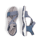 Blaue Rieker Damen Trekkingsandalen 68871-14 mit einem Klettverschluss. Schuh von oben, liegend.