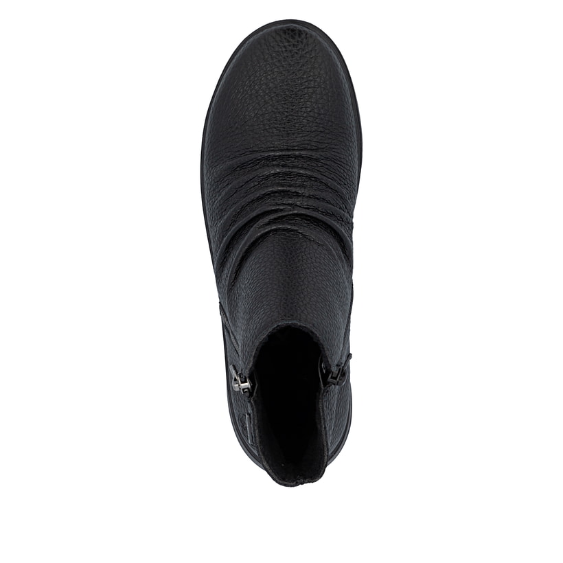 Schwarze Rieker Damen Kurzstiefel Z0056-00 aus Glattleder. Schuh von oben.