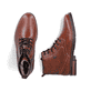 Braune Rieker Herren Schnürstiefel 14631-25 mit wasserabweisender TEX-Membran. Schuh von oben, liegend.