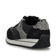 Schwarze Rieker Damen Schnürschuhe N1210-00 mit einem Reißverschluss. Schuh von hinten.