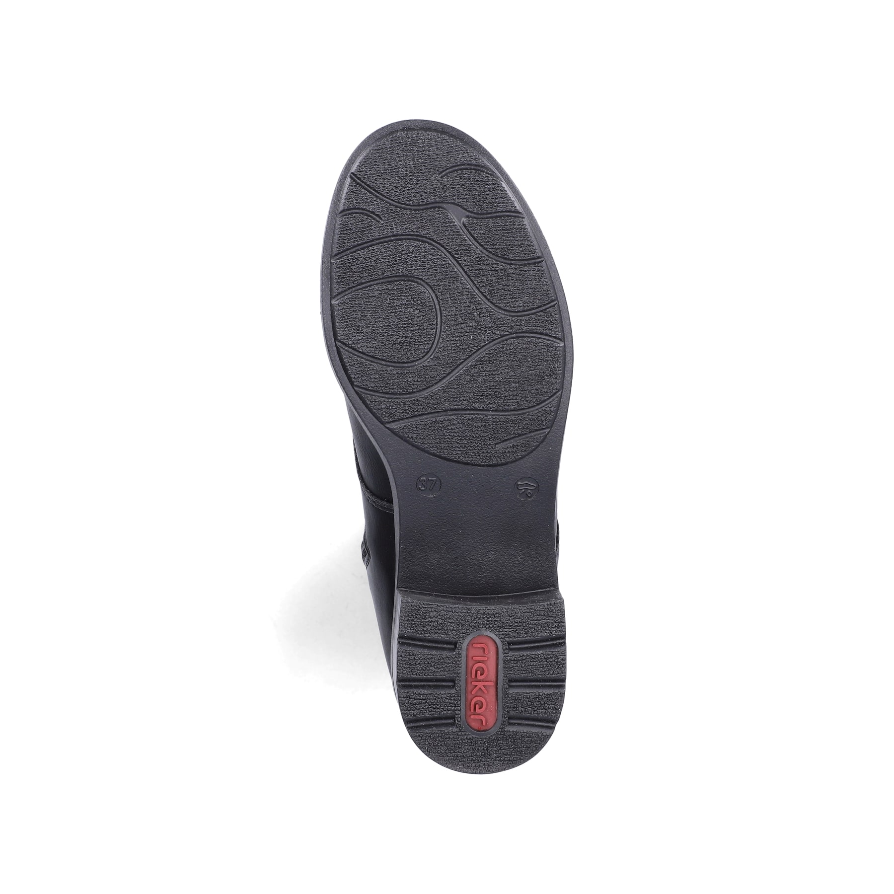 Schwarze Rieker Damen Schnürstiefel 75433-00 mit einem Reißverschluss. Schuh Laufsohle.