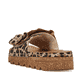 Braune Rieker Damen Pantoletten V8763-61 mit modischen Raffungen. Schuh von hinten.