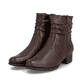 Braune Rieker Damen Stiefeletten 78656-27 aus Glattleder mit Reißverschluss. Schuhpaar seitlich schräg.