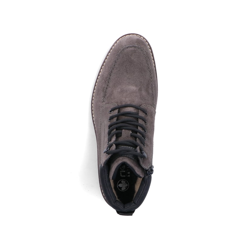 Graue Rieker Herren Schnürstiefel 13744-45 aus Rauleder. Schuh Laufsohle.