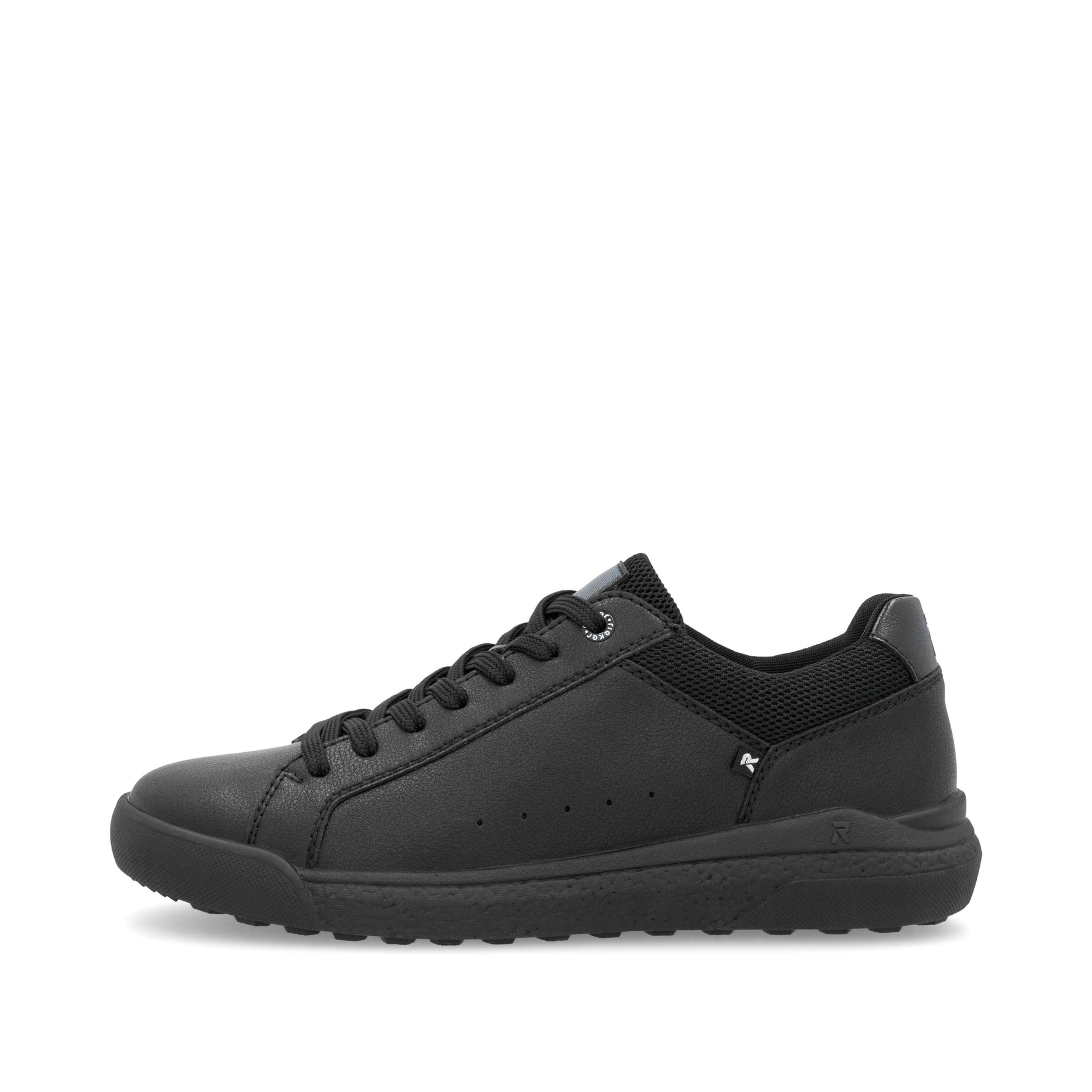 Baskets basses Rieker noires pour homme U1100-00 avec lacets. Côté extérieur de la chaussure.