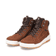 Braune Rieker Herren Sneaker High U0070-22 mit wasserabweisender TEX-Membran. Schuhpaar seitlich schräg.