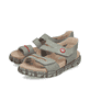 Grüne Rieker Damen Riemchensandalen V5151-52 aus Glattleder. Schuhpaar seitlich schräg.