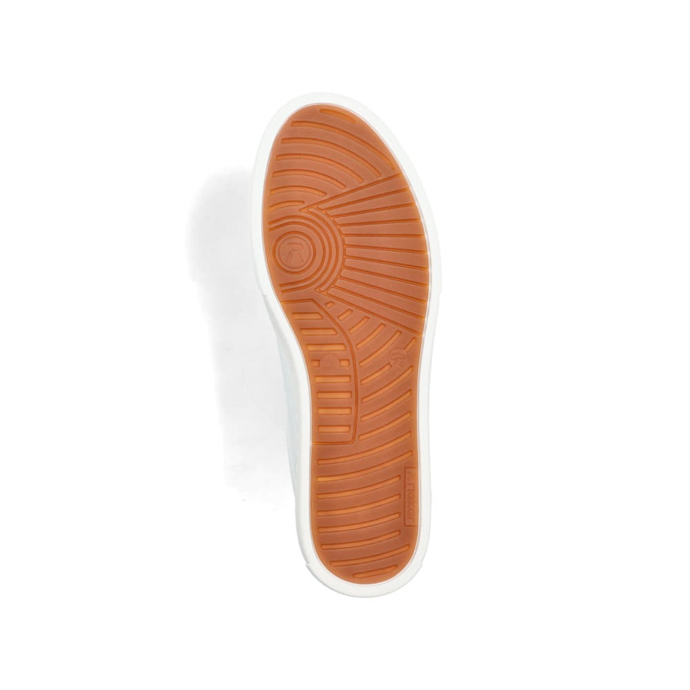 Weißer Rieker Herren Sneaker Low U0711-80 Schwenninger Wild Wings x Rieker Edition mit Eishockey-Schnürung und Wild Wings Logo. Schuh Laufsohle.