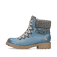 
Ozeanblaue Rieker Damen Schnürstiefel Y9131-14 mit Schnürung und Reißverschluss. Schuh seitlich schräg