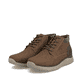 
Kaffeebraune Rieker Herren Schnürstiefel B0603-24 mit einer sehr leichten Sohle. Schuhpaar schräg.