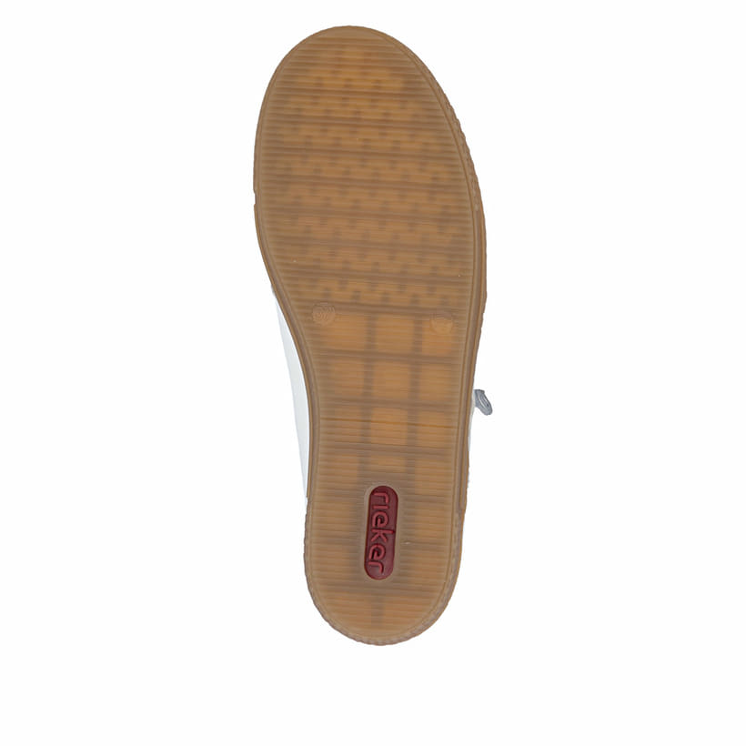 Weiße Rieker Damen Sneaker Low L9700-80 mit einem Reißverschluss. Schuh Laufsohle.