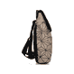 Rieker Rucksack H1391-62 in Beige mit stylischem Muster, mattem Finish, Magnetverschluss, Handy- und Laptopfach. Geöffnet.