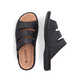Schwarzgraue Rieker Herren Pantoletten 25569-00 mit einem Klettverschluss. Schuh von oben, liegend.