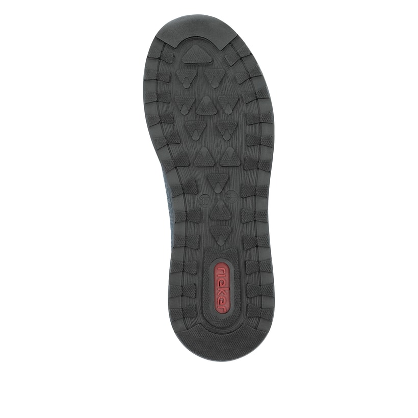 Petrolfarbene Rieker Damen Slipper N1455-14 mit easy Hineinschlüpf-Möglichkeit. Schuh Laufsohle.