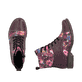 Bottes à lacets Rieker rouges femmes 74800-30 avec membrane RiekerTEX. Chaussure vue de dessus, couchée.