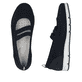 Blaue Rieker Ballerinas L3053-14 mit Gummizug sowie herausnehmbarer Einlegesohle. Schuh von oben, liegend.