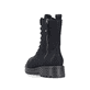 Schwarze Rieker Damen Biker Boots 73210-00 mit einem Reißverschluss. Schuh von hinten.