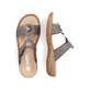 Graue Rieker Damen Pantoletten 608K1-45 mit einem Klettverschluss. Schuh von oben, liegend.