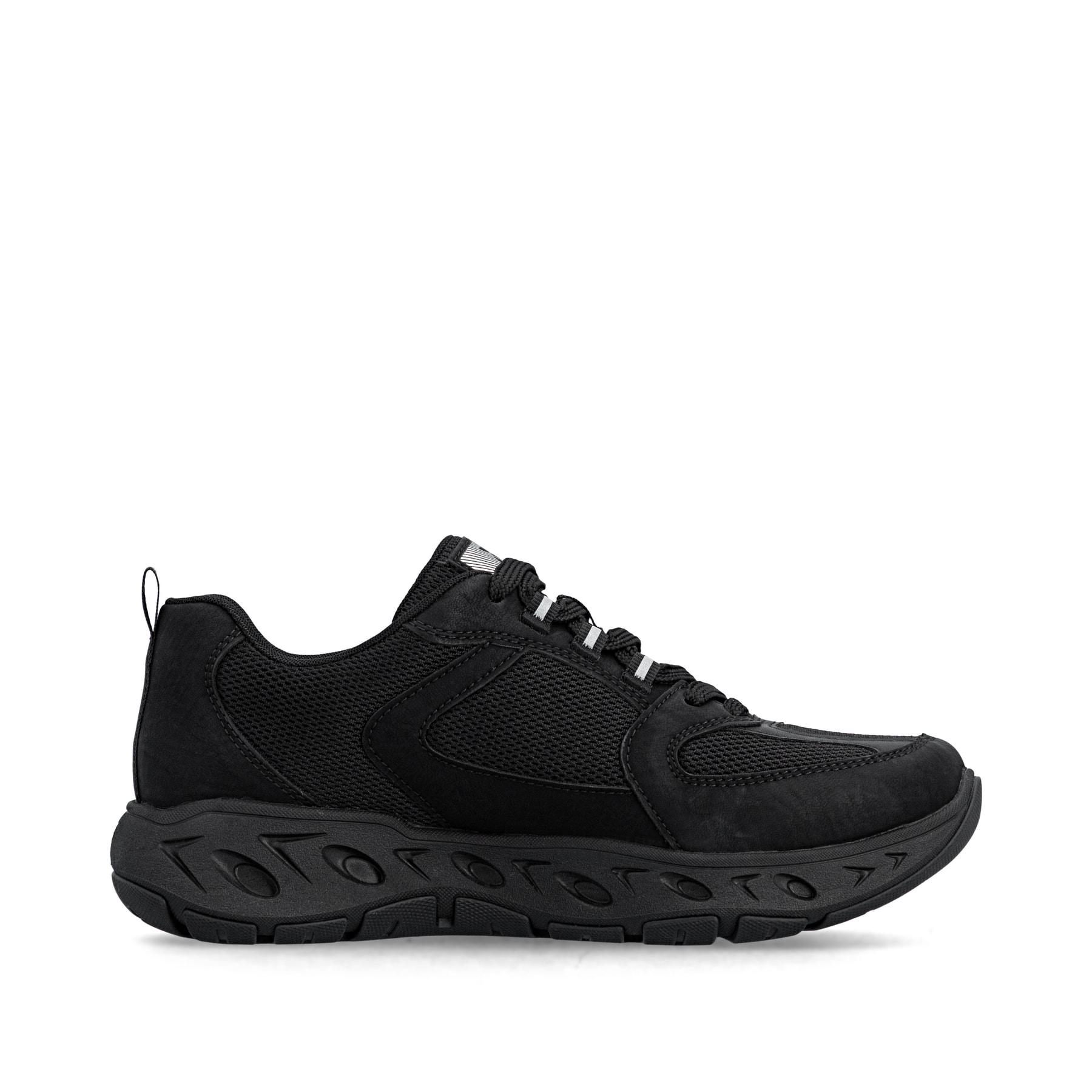Schwarze Rieker Damen Sneaker Low M6501-00 mit wasserabweisender TEX-Membran. Schuh Innenseite.
