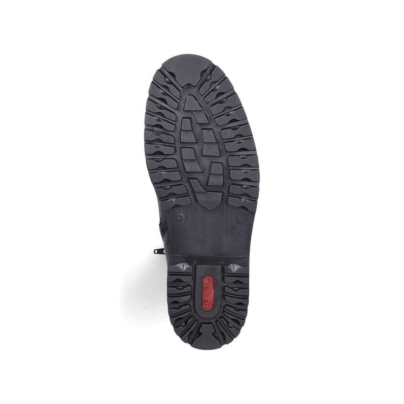 Schwarze Rieker Herren Schnürstiefel F3616-00 aus Glattleder. Schuh Laufsohle.