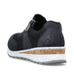 Blaue Rieker Damen Slipper 54474-14 mit einem Reißverschluss. Schuh von hinten.
