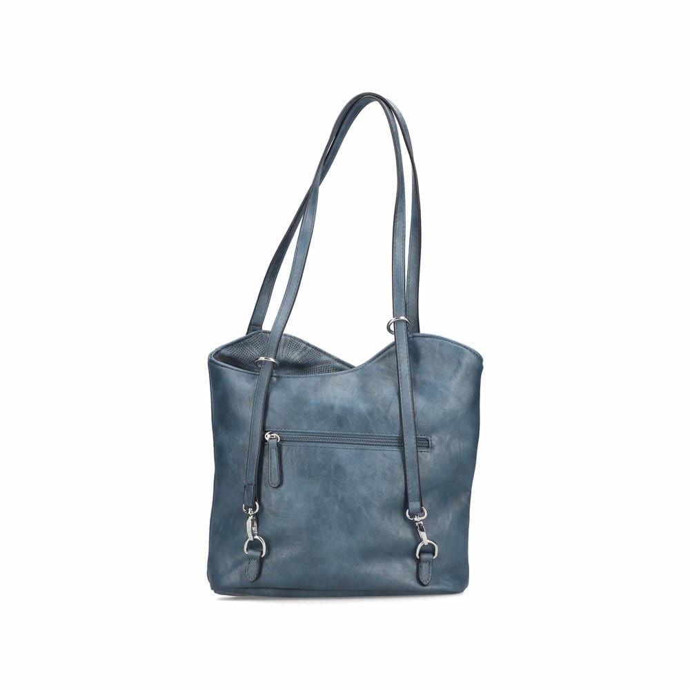 Rieker Damen Handtasche H1005-14 in Pazifikblau aus Kunstleder mit Reißverschluss. Handtasche getragen.