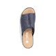 Blaue Rieker Damen Pantoletten 62905-14 mit moderner Spannnaht. Schuh von oben.
