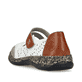 Weiße Rieker Ballerinas 46363-90 mit einem Klettverschluss. Schuh von hinten.