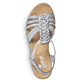 Blaue Rieker Keilsandaletten V38H8-12 mit einem Elastikeinsatz. Schuh von oben.