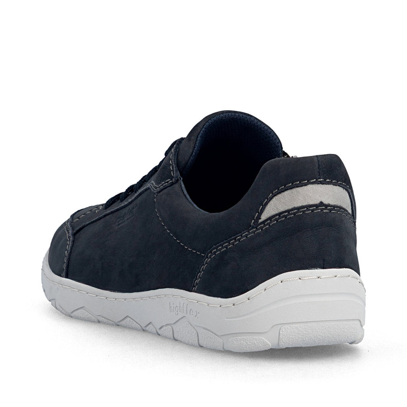 Blaue Rieker Herren Schnürschuhe 08300-14 aus Rauleder, Barfußschuhe. Schuh von hinten.
