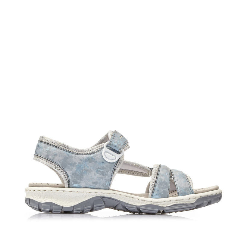 Blaue Rieker Damen Trekkingsandalen 68879-12 mit einem Klettverschluss. Schuh Innenseite.