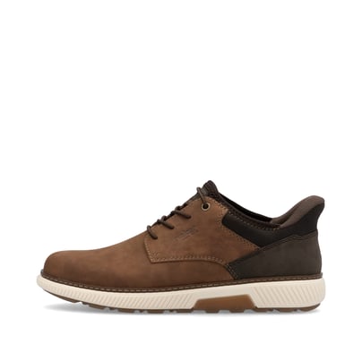 Braune Rieker Herren Slipper B3357-24 mit easy Hineinschlüpf-Möglichkeit. Schuh Außenseite.