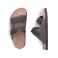 Graue Rieker Herren Pantoletten 21160-45 mit Klettverschluss sowie Extraweite H. Schuh von oben, liegend.