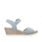 Blaue Rieker Keilsandaletten 61960-10 mit trendigen Schnalle. Schuh Innenseite.