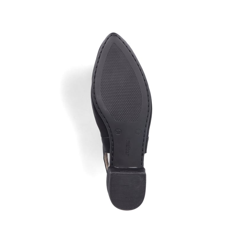 Escarpins Ã  bride Rieker noirs pour femme 47060-00 avec boucle. Semelle extérieure de la chaussure.