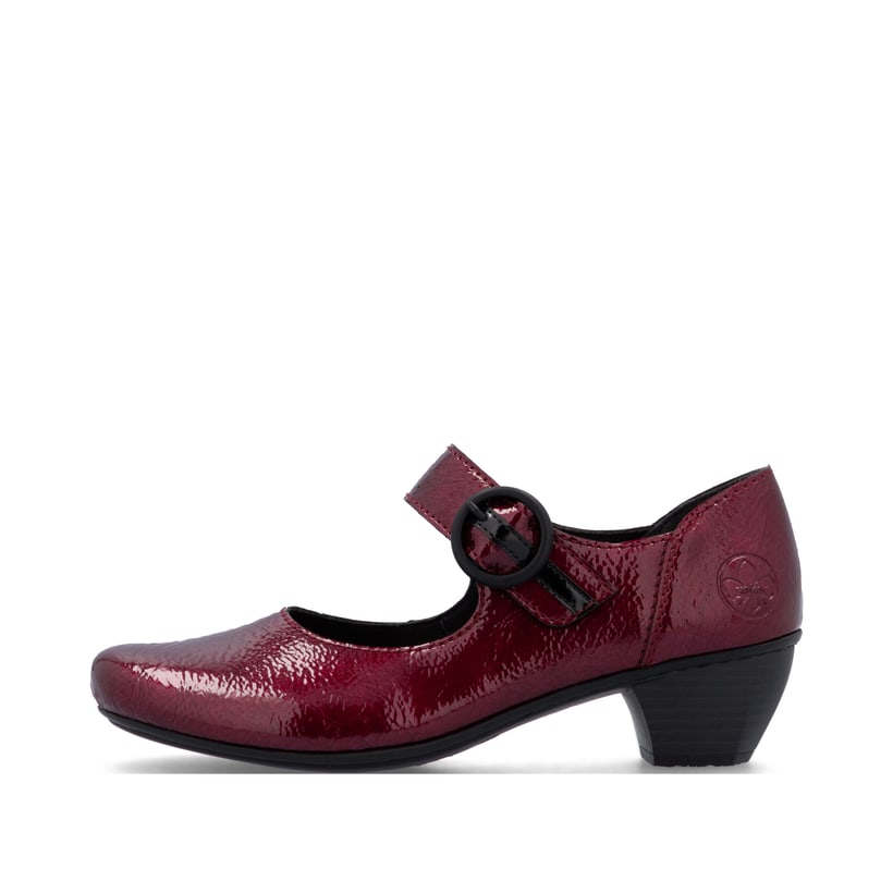 Escarpins Rieker rouges pour femme 41756-33 avec boucle. Côté extérieur de la chaussure.