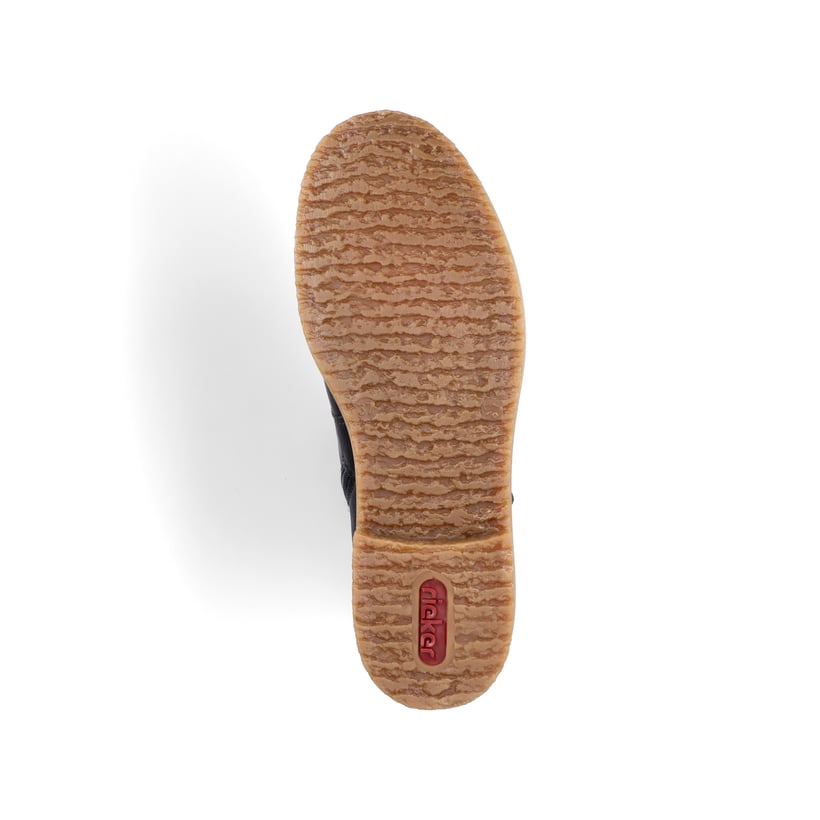 Nachtschwarze Rieker Damen Schnürstiefel 73514-00 mit Schnürung und Reißverschluss. Schuh Laufsohle