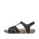Schwarze Rieker Damen Riemchensandalen 61461-00 mit einem Klettverschluss. Schuh Außenseite.