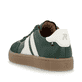 Grüne Rieker Herren Sneaker Low U0707-54 im Retro-Look mit weißen Streifen an der Seite sowie einer Schnürung. Schuh von hinten.
