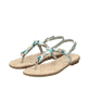 Reinweiße Rieker Keilsandaletten 64159-80 mit einem Klettverschluss. Schuh Außenseite gespiegelt.